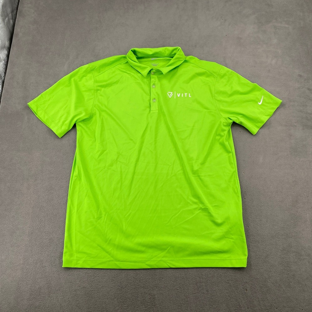 Nike Golf Mens Dri-FIT Polo Shirt Electric Green VITL Logo Large